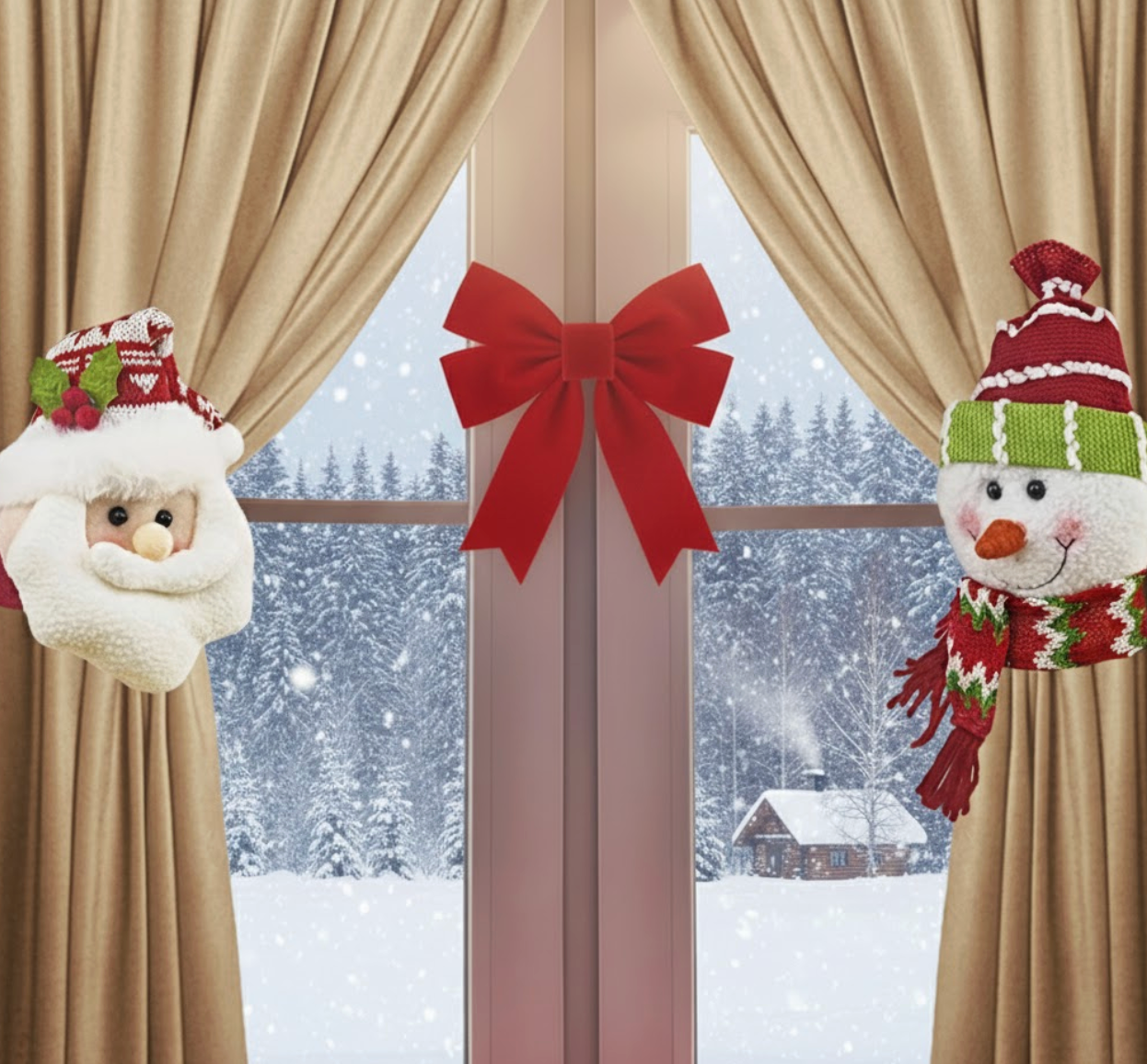Lot de 2 attaches rideaux noel