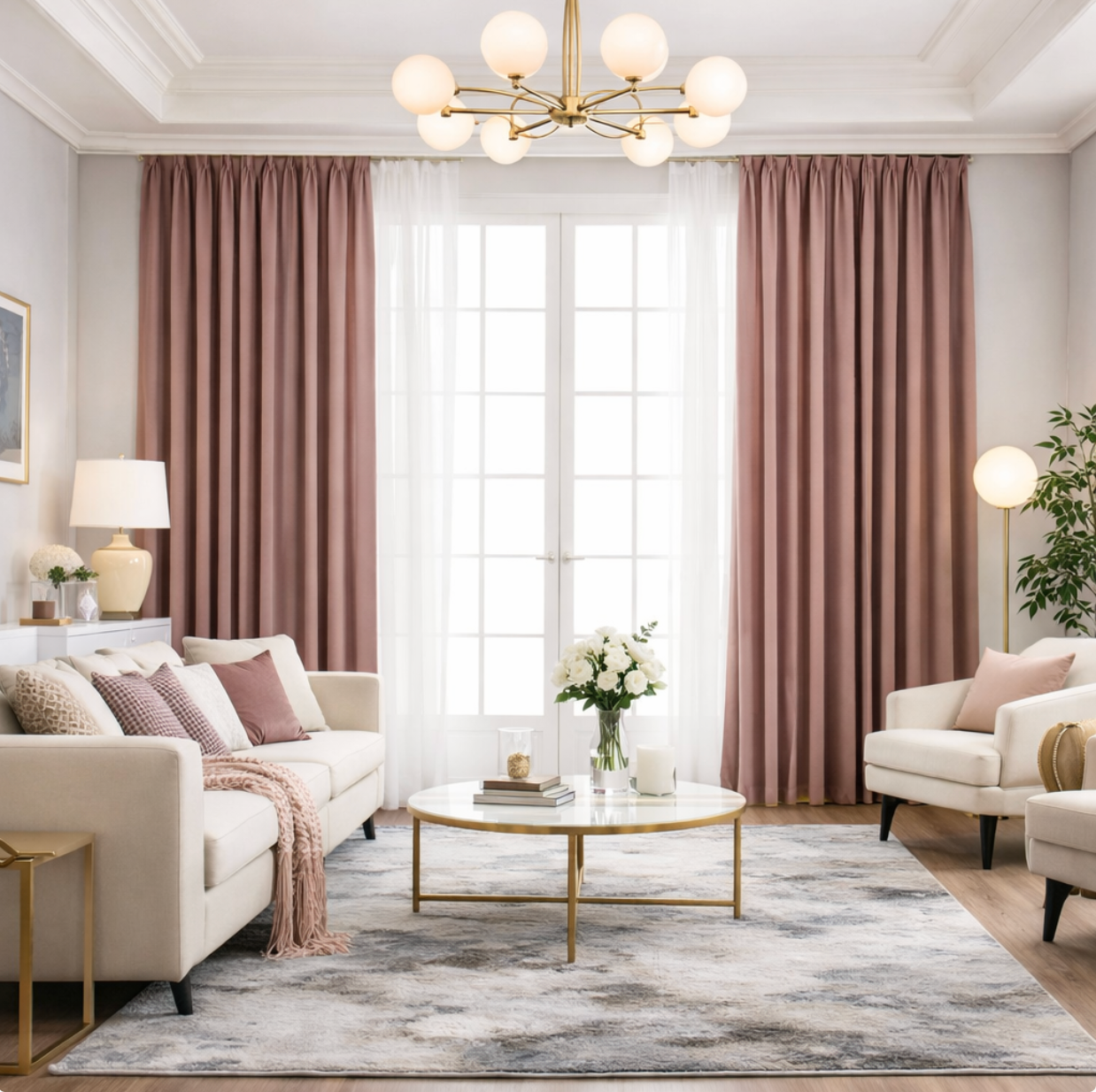 Rideau en velours vieux rose | Aristia