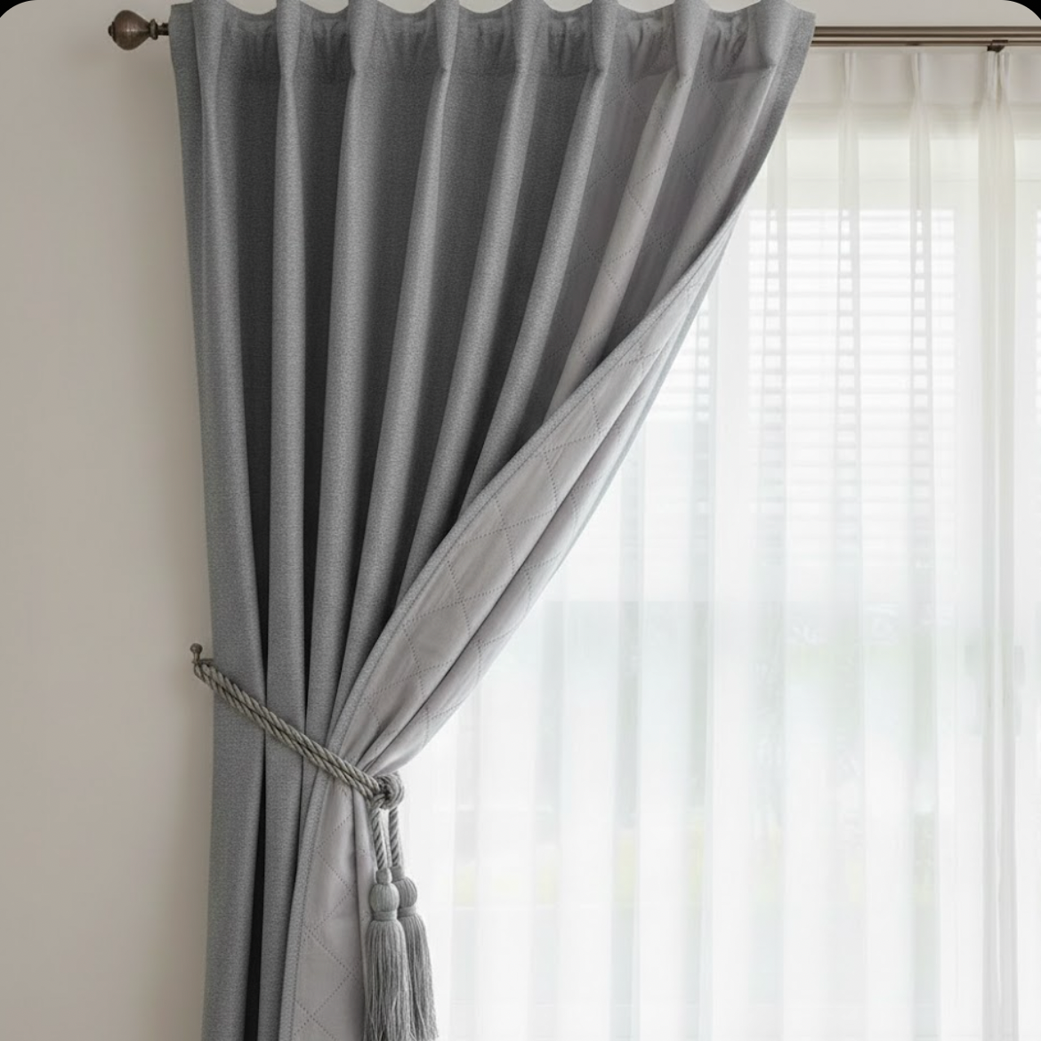 Rideau insonorise occultant gris passe tringle | Calm | Instant Rideau