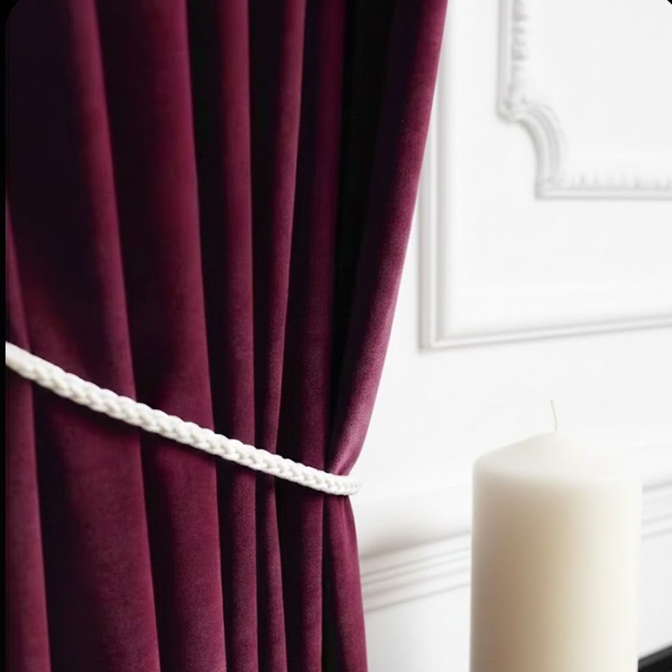 Rideau velours rouge burgundy embrasse | Rubis | Instant Rideau