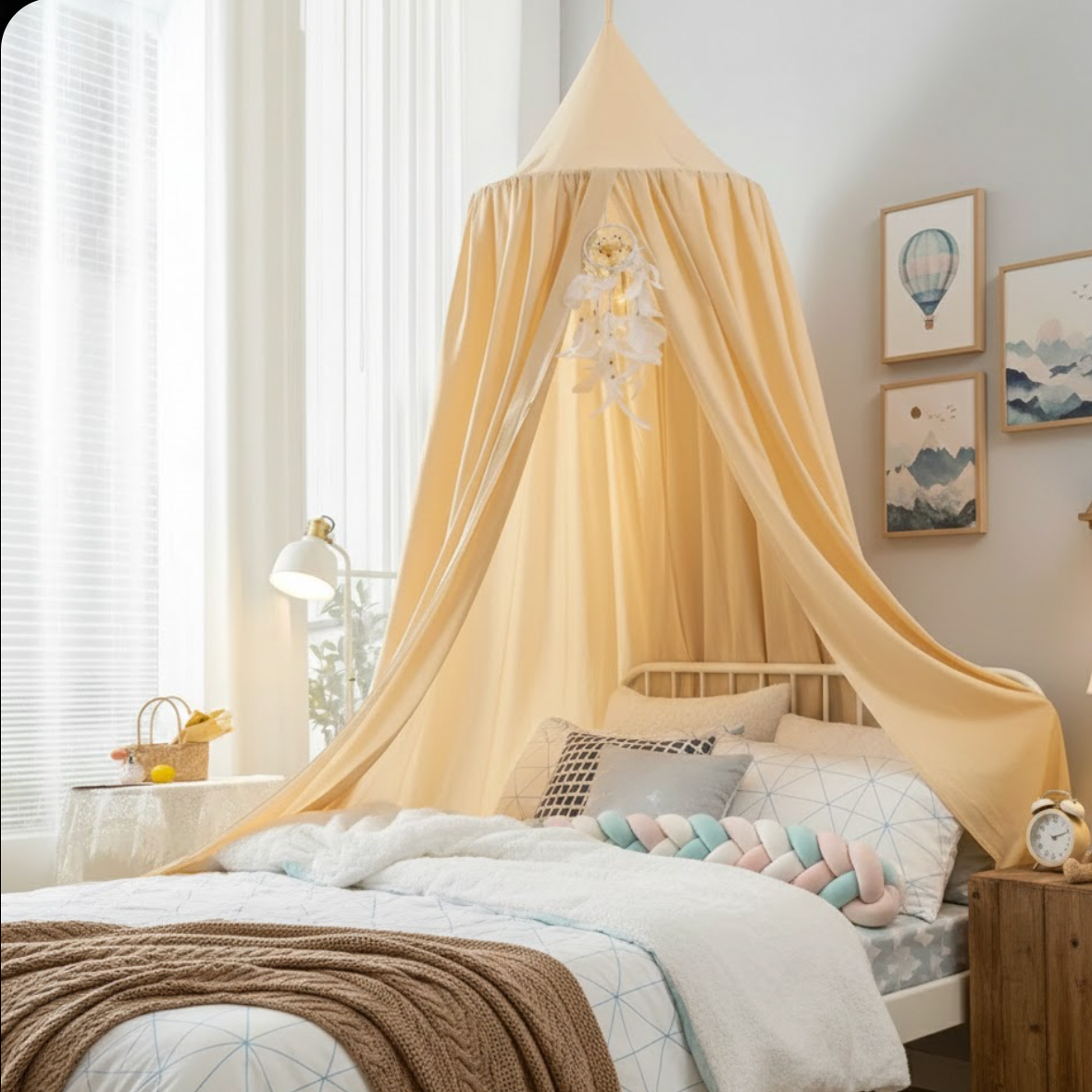 Moustiquaire pour lit enfant jaune pâle, protection anti-moustiques et décoration chambre enfant | Child | Instant Rideau