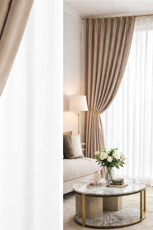 Rideau en velours beige | Aristia