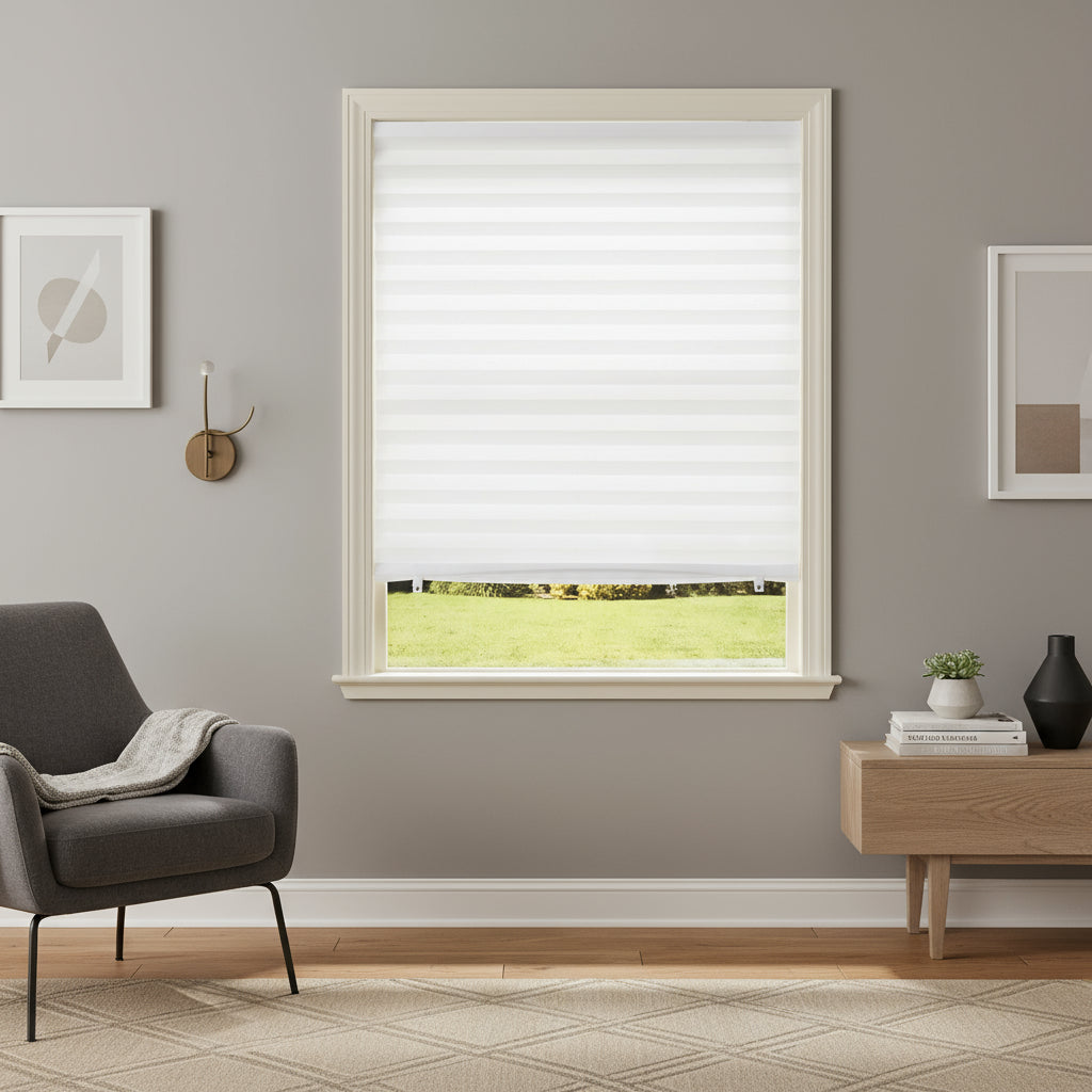 Rideau adhésif blanc élégant et pratique, tamise la lumière tout en apportant style et confort | Colado | Instant Rideau