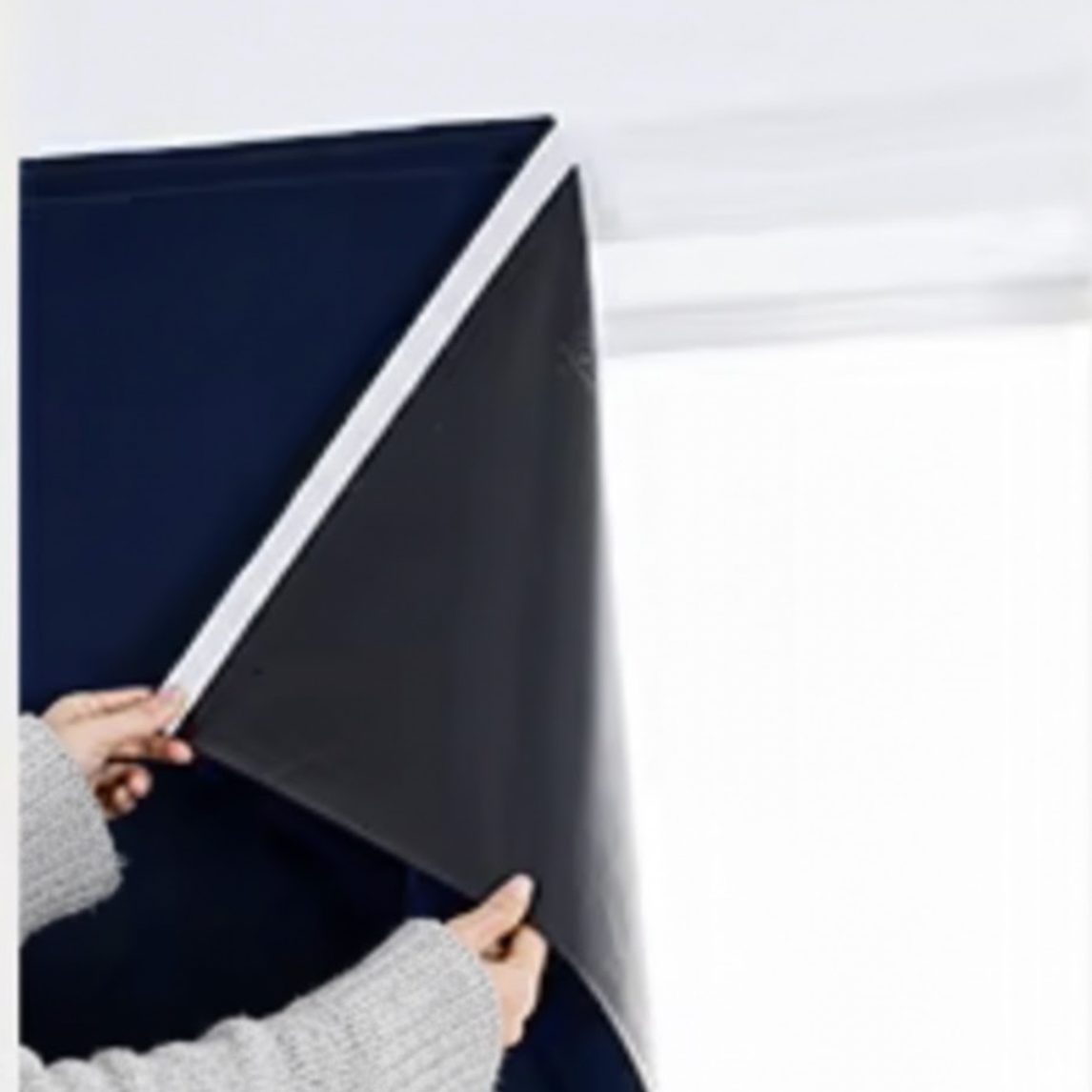 Rideau adhésif bleu foncé occultant fixation autocollante | Instant Rideau