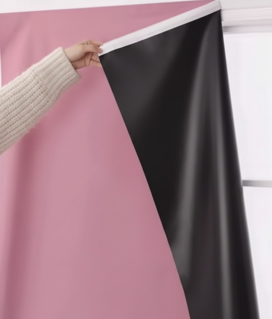 Rideau occultant adhésif rose pour chambre et porte | Nuitfix | Instant Rideau