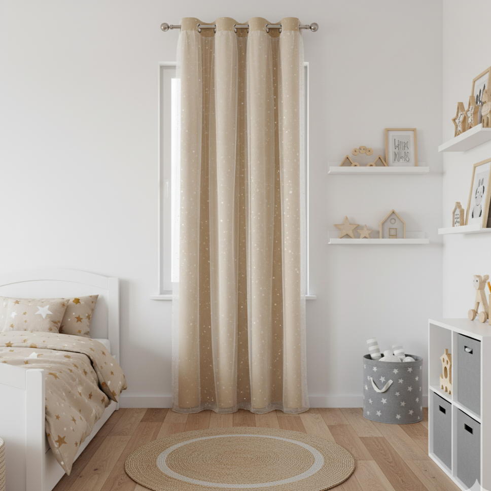 Rideau beige occultant pour chambre enfant | Kidy | Instant rideau
