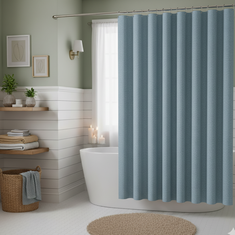 rideau de douche moderne bleu canard salle de bain | Dush | Instant rideau