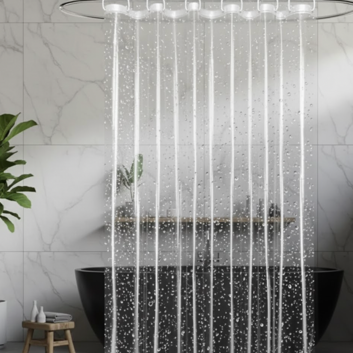 Rideau de douche transparent imperméable en PEVA | ola | Instant Rideau