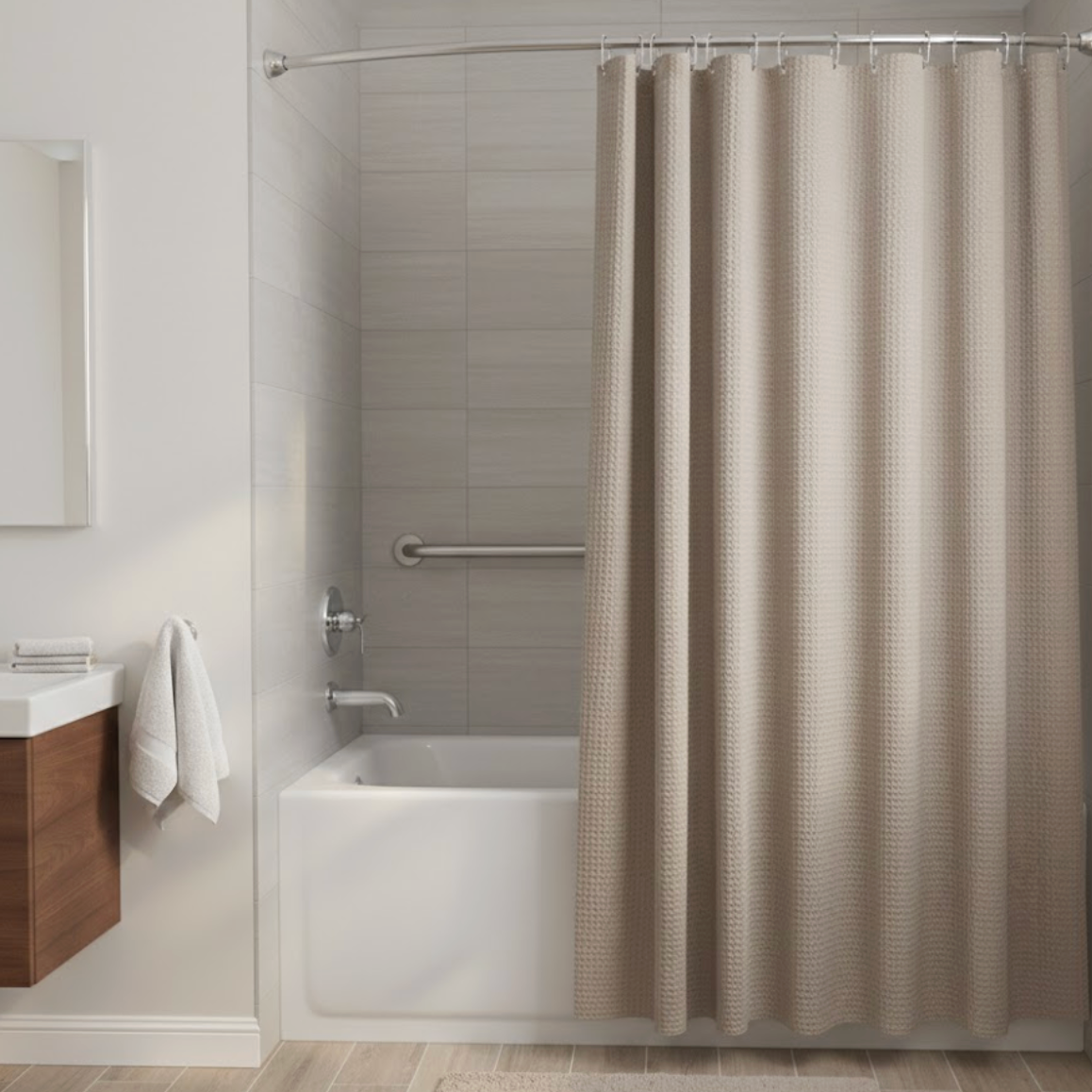 Rideau de douche salle de bain marron épais, protection contre l’humidité | Gofry | Instant Rideau
