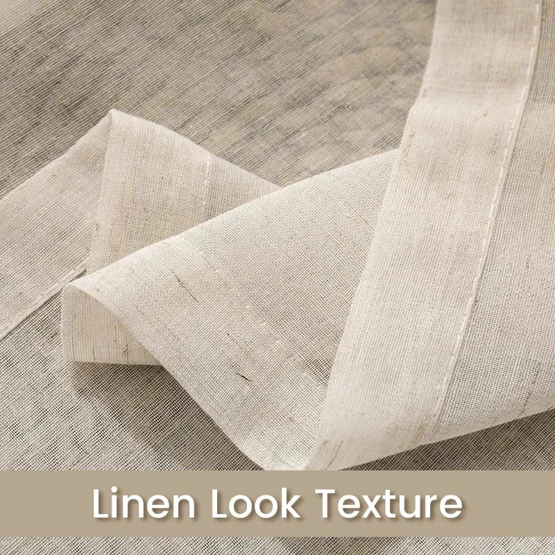 Rideau en lin beige | Lino | Instant Rideau Beige / L100 x H135 / Galon fronceur