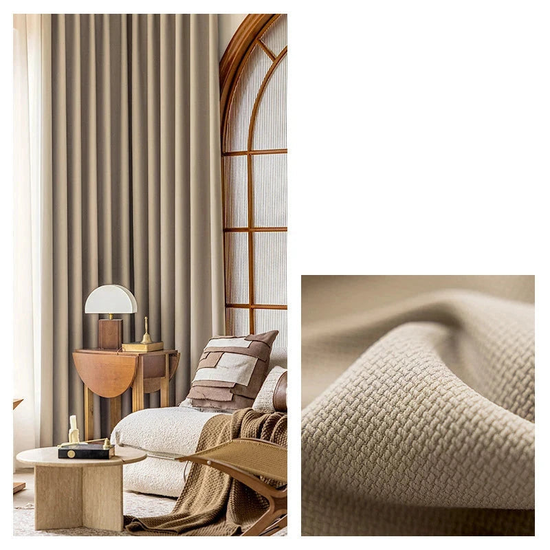 Rideau jacquard marron clair | Imperial | Instant Rideau Marron clair / L100 x H270 / Oeillets