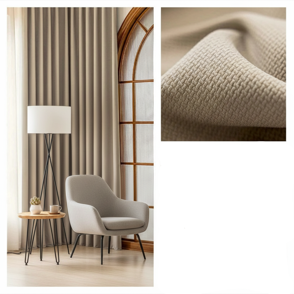 Rideau jacquard marron clair | Imperial | Instant Rideau Marron clair / L100 x H270 / Oeillets