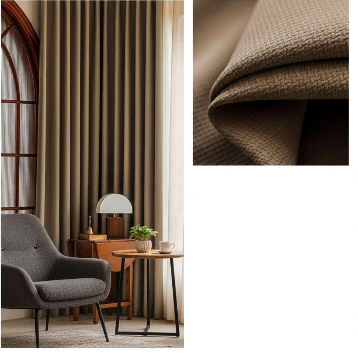 Rideau jacquard marron | Imperial | Instant Rideau Marron / L100 x H270 / Oeillets