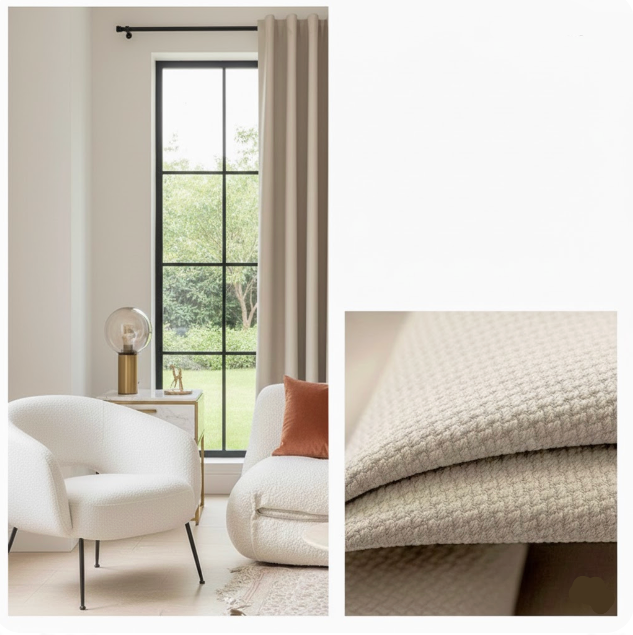 Rideau jacquard sable | Imperial | Instant Rideau Sable / L100 x H270 / Passe tringle