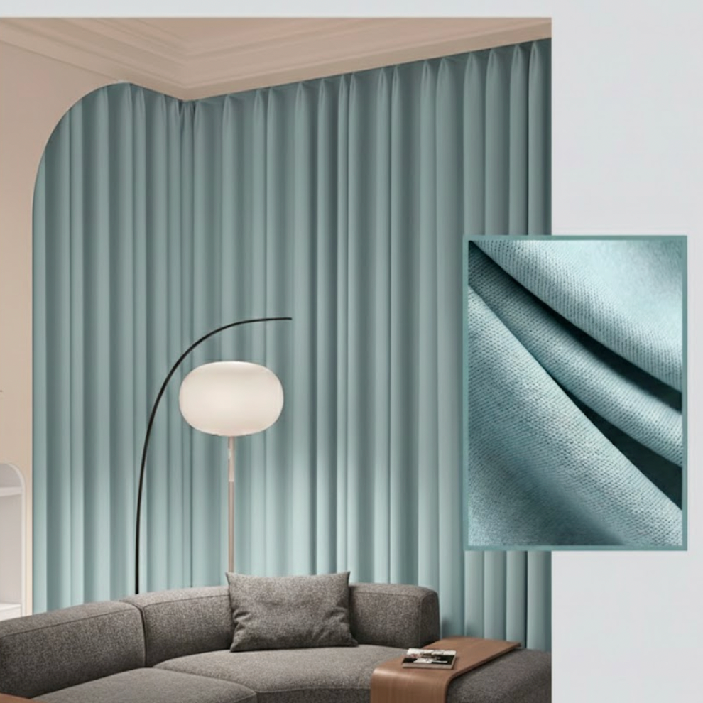 Rideau thermique et occultant bleu ciel, protection solaire et confort intérieur | Silencio | Instant Rideau