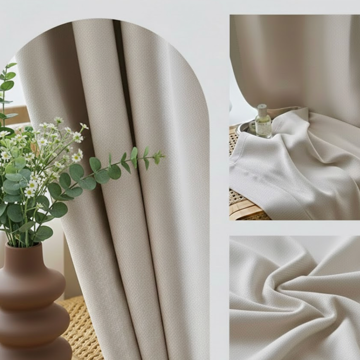 Rideau occultant crème élégant, isolation phonique et protection contre la lumière | Silencio | Instant Rideau