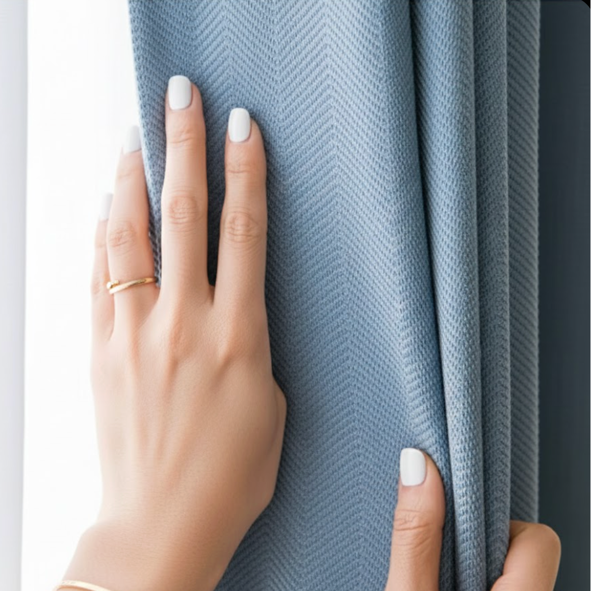 Rideau occultant epais bleu motif | Velunia | Instant rideau