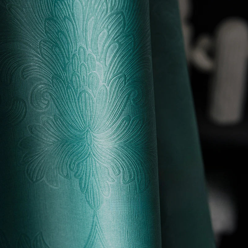 Rideau occultant thermique vert avec motif rideau moderne et élégant | Vionelle | Instant rideau