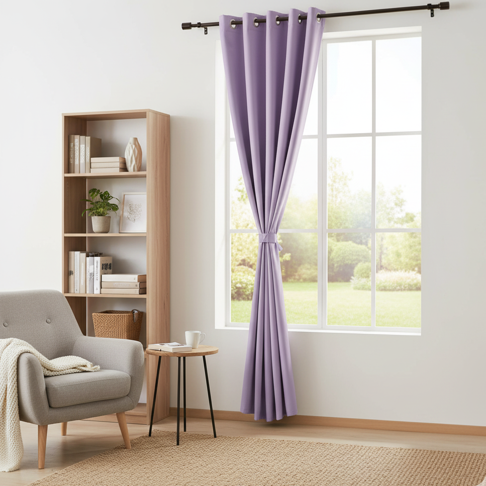 rideau occultant violet style coréen attache dans salon decoration | Korean | Instant rideau