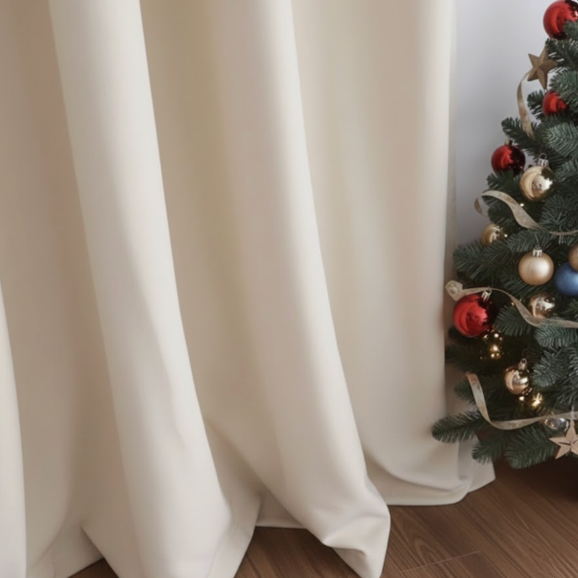 Rideau semi occultant en velours blanc ivoire, haute qualité pour salon lumineux et chambre élégante | Velvet | Instant rideau