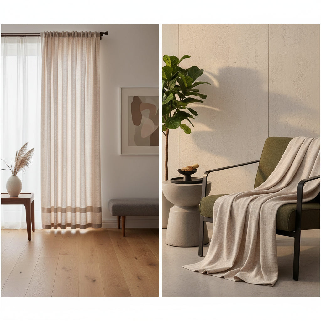 Rideau taupe pour salon apportant style, élégance et ambiance chaleureuse à votre intérieur | Lineo | Instant Rideau