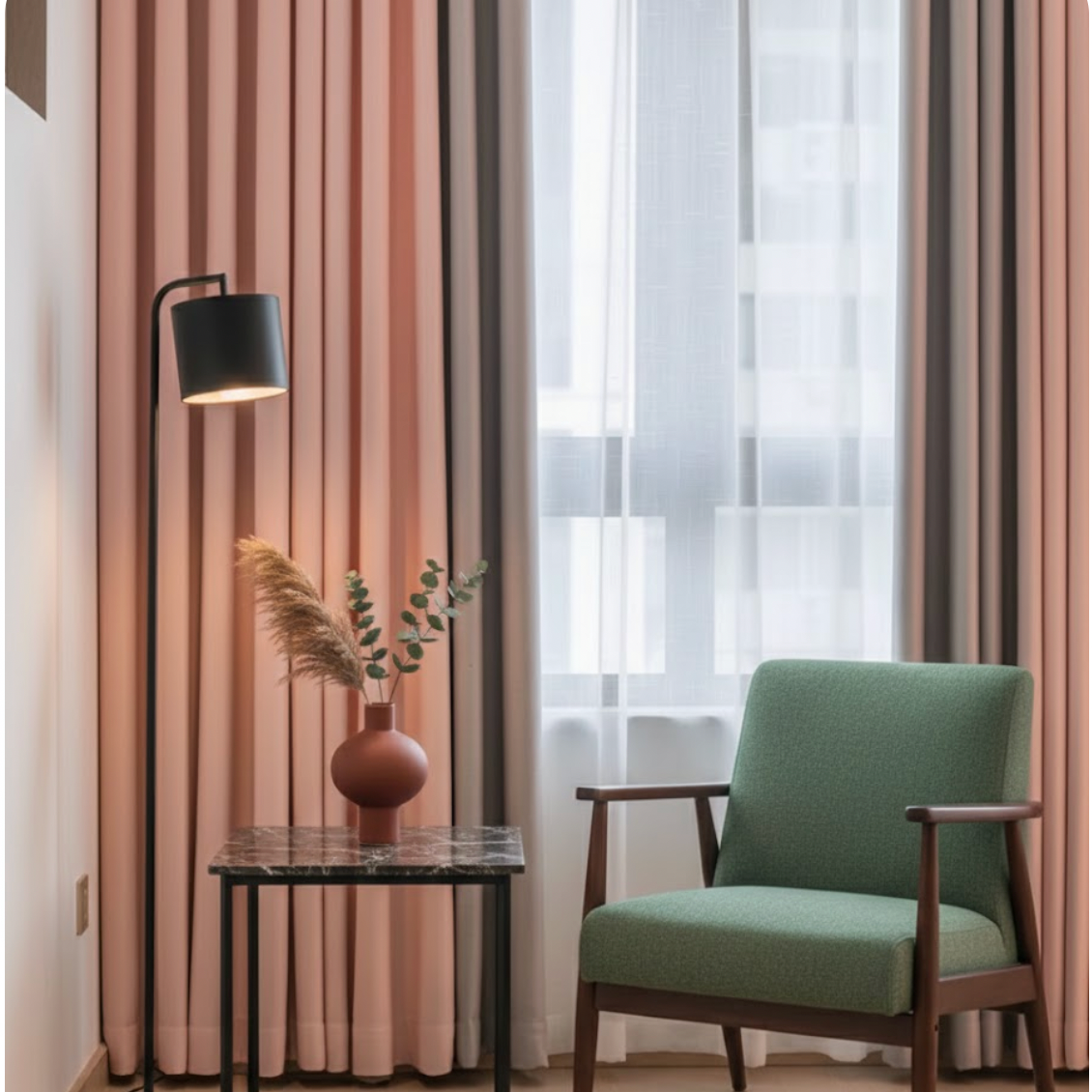Rideau thermique et occultant élégant rose-gris | Silencio | Instant Rideau