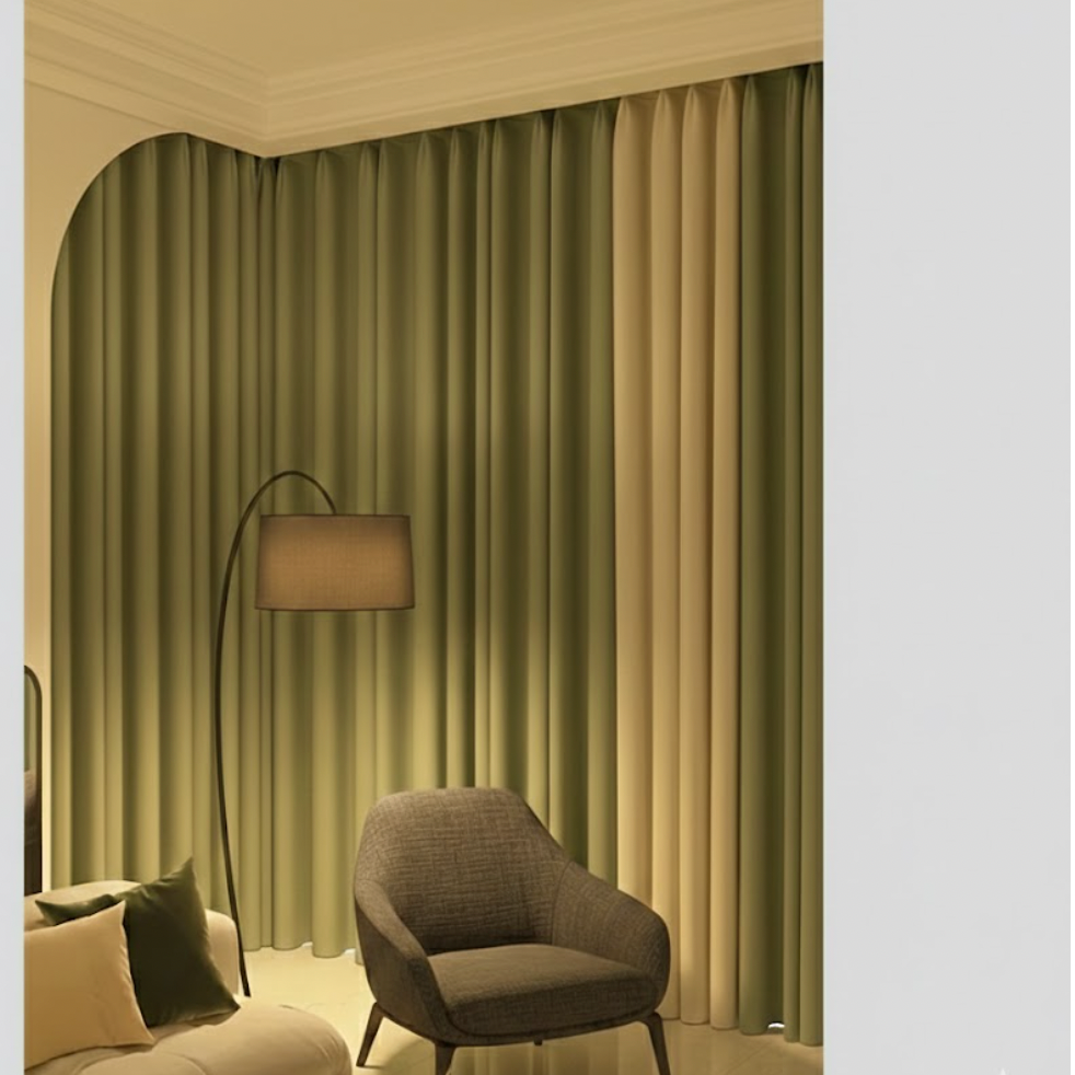 Rideau occultant et thermique vert-beige haute performance pour maison et chambre | Silencio | Instant Rideau