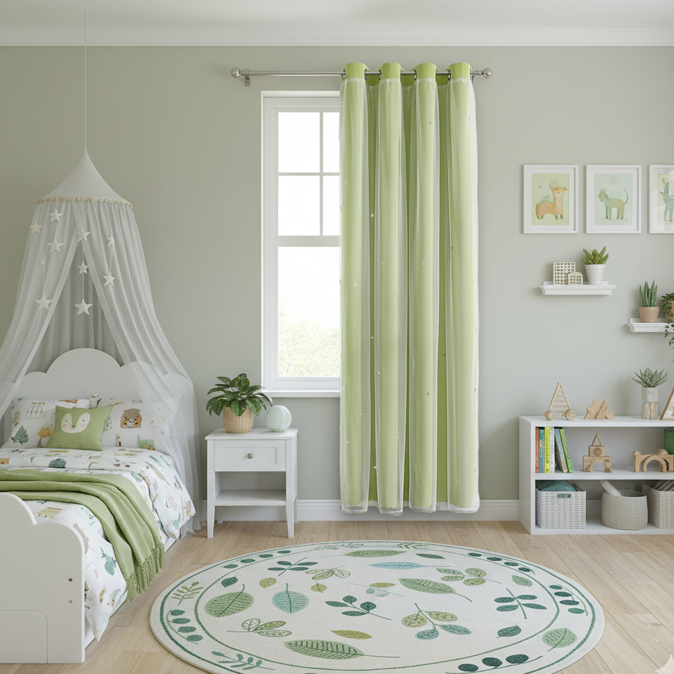 Rideau vert occultant pour chambre enfant | Kidy | Instant rideau