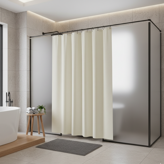 Rideau de douche beige | Waffle