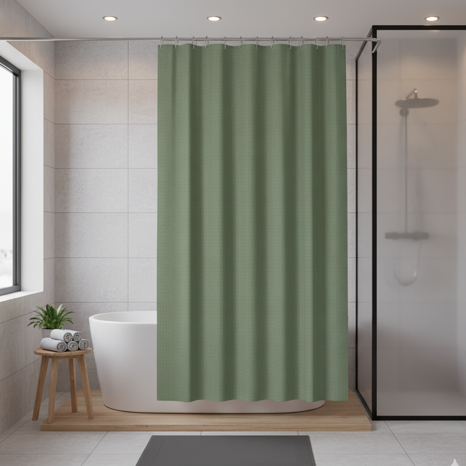 Rideau de douche vert | Waffle