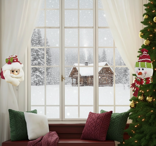 attaches rideaux pere noel et bonhomme