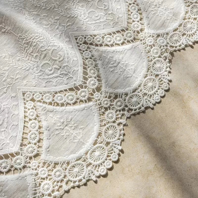 Brise bise fleurs brode en coton blanc | Shabby | Instant Rideau