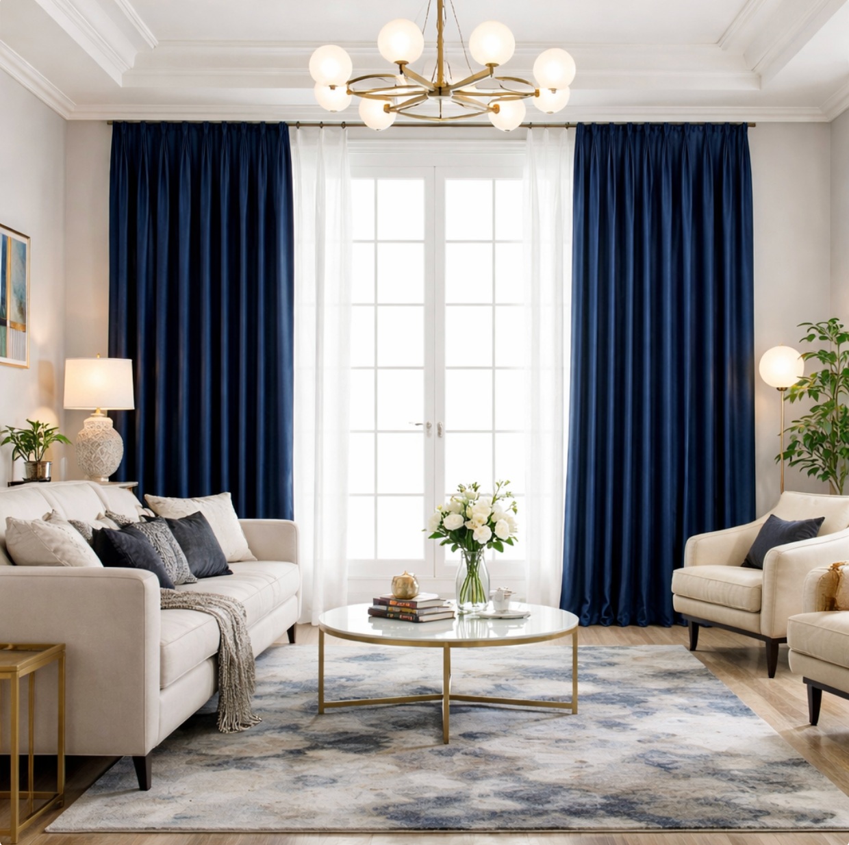 Blauw velours gordijn | Aristia