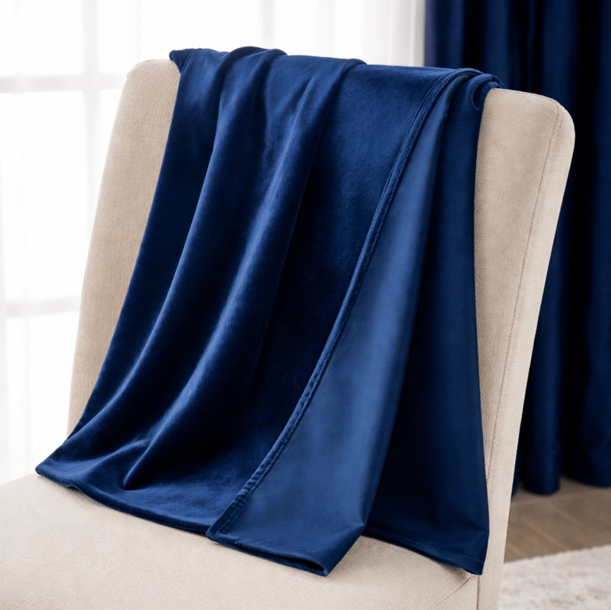 Blauw velours gordijn | Aristia