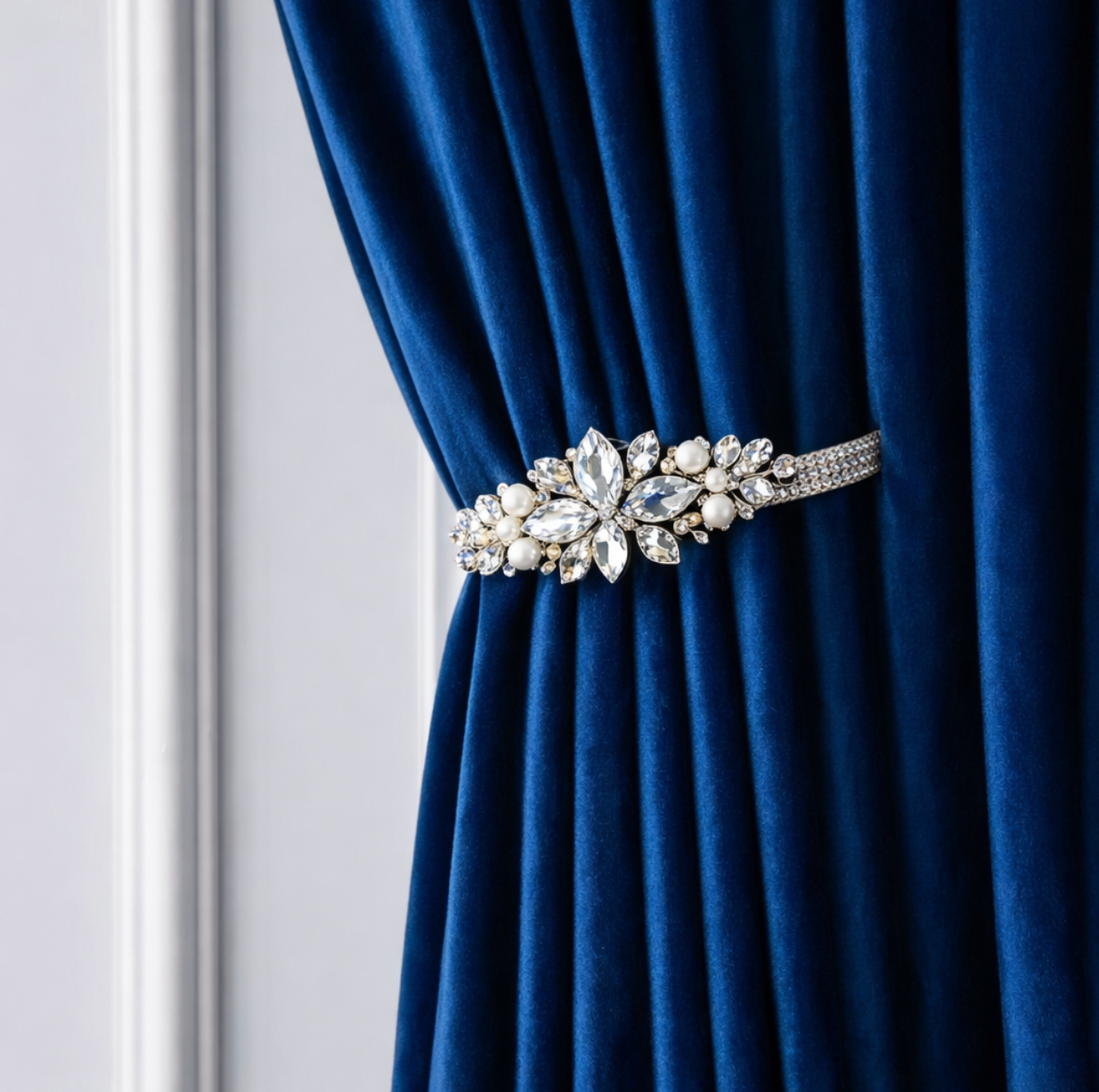 Blauw velours gordijn | Aristia