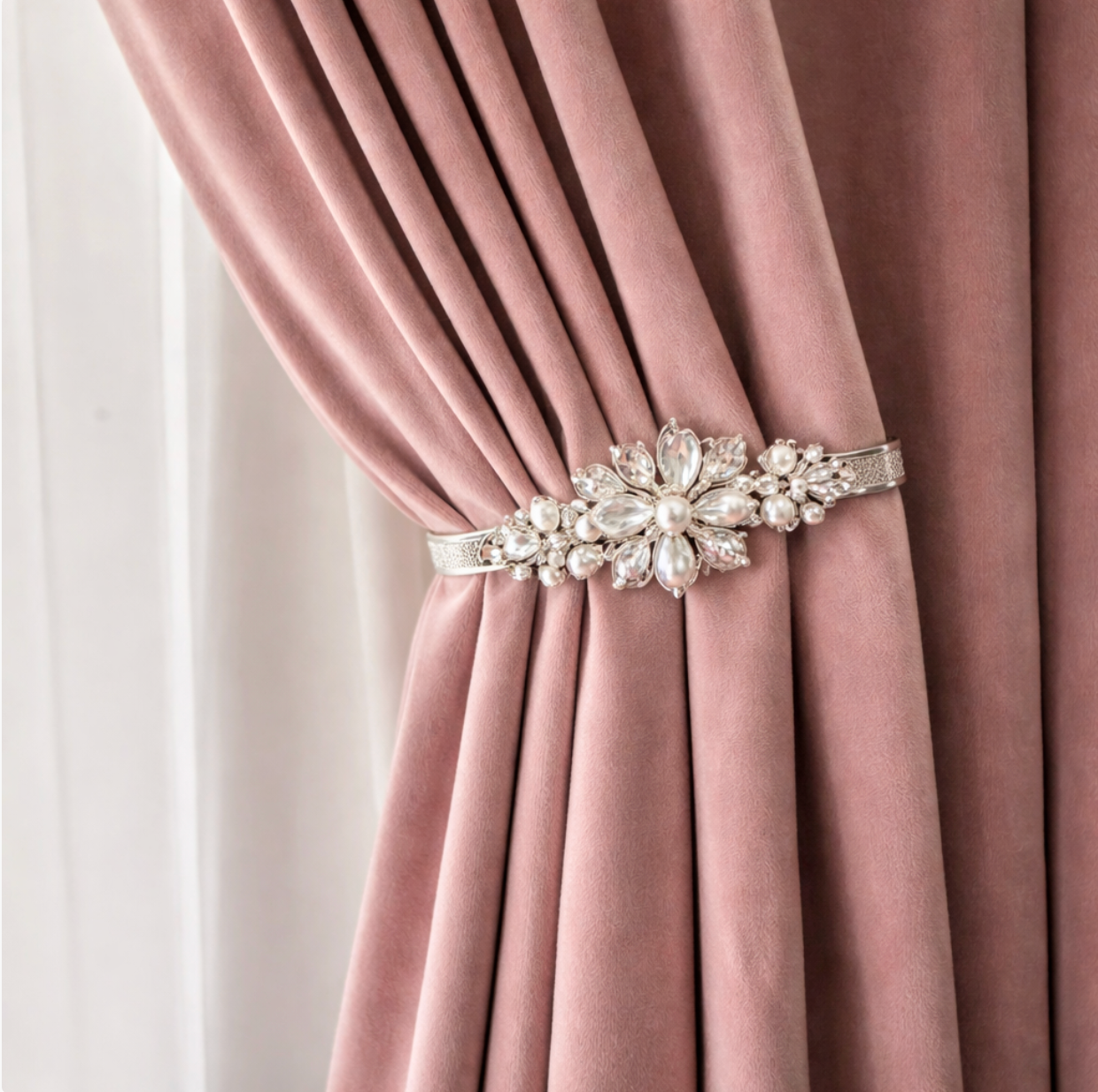 Rideau en velours vieux rose | Aristia