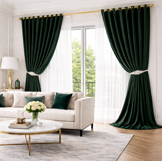 Rideau en velours vert foncé | Aristia