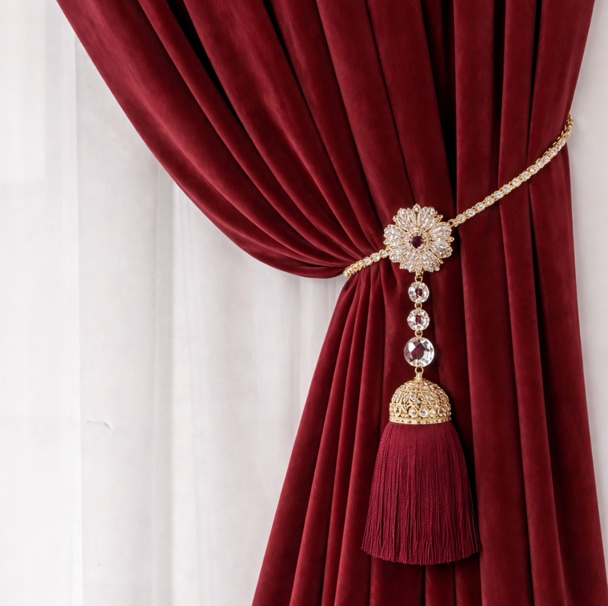 Rideau en velours rouge grenat | Aristia