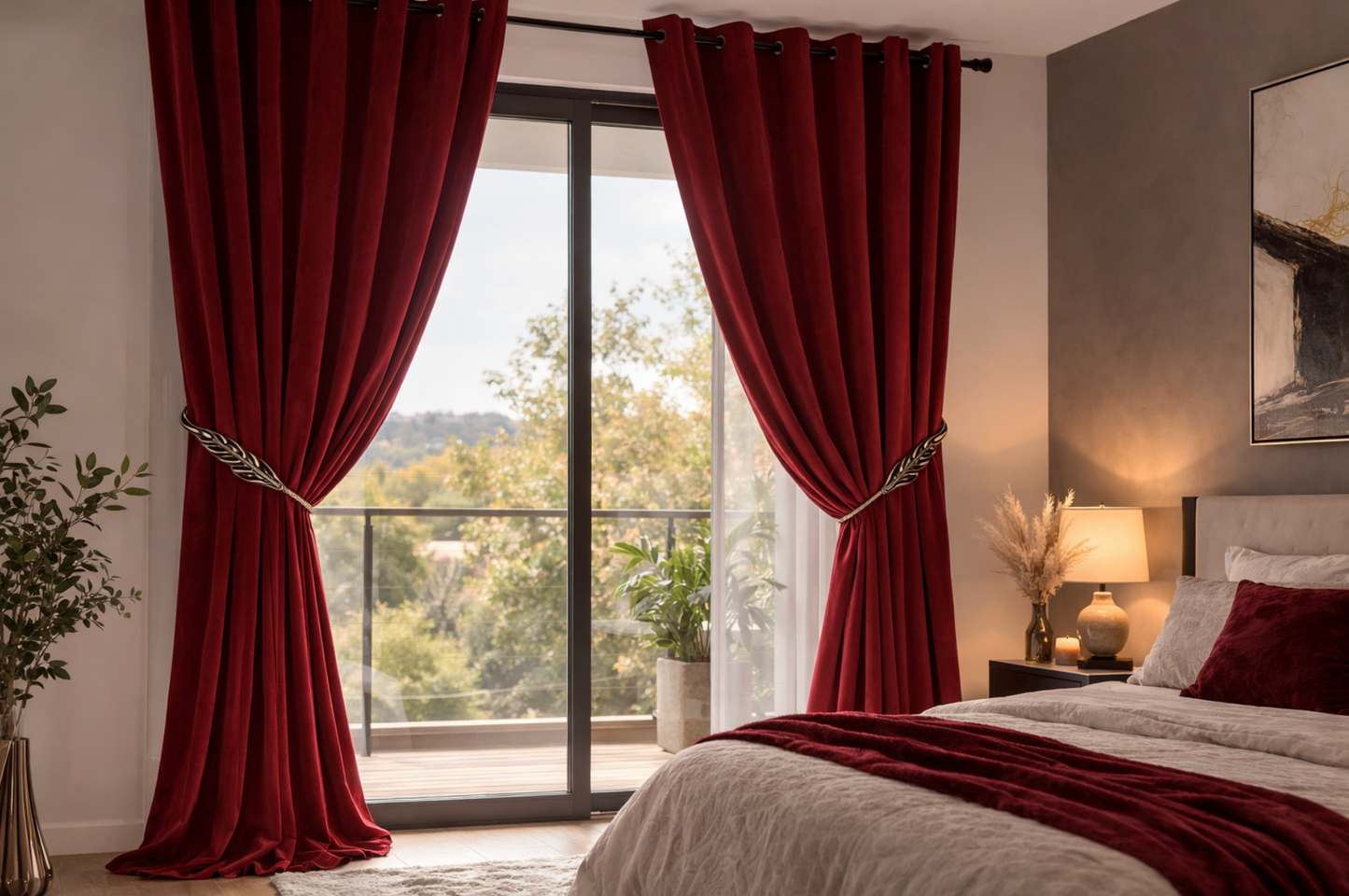 Rideau en velours rouge grenat | Aristia