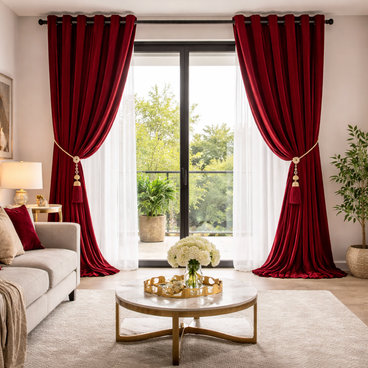 Rideau en velours rouge grenat | Aristia