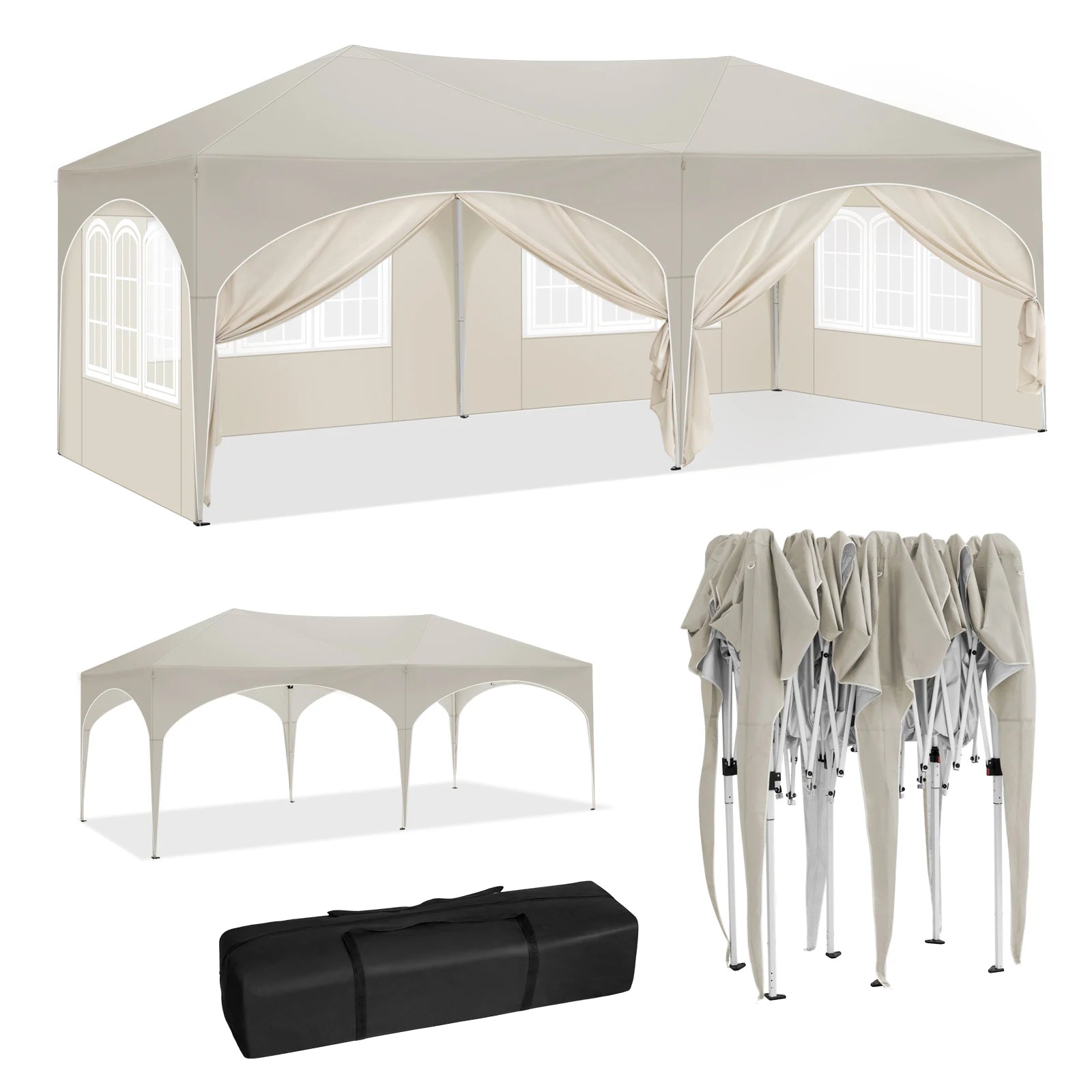 Gazebo 3x6 beige pliable | Méya | Instant Rideau