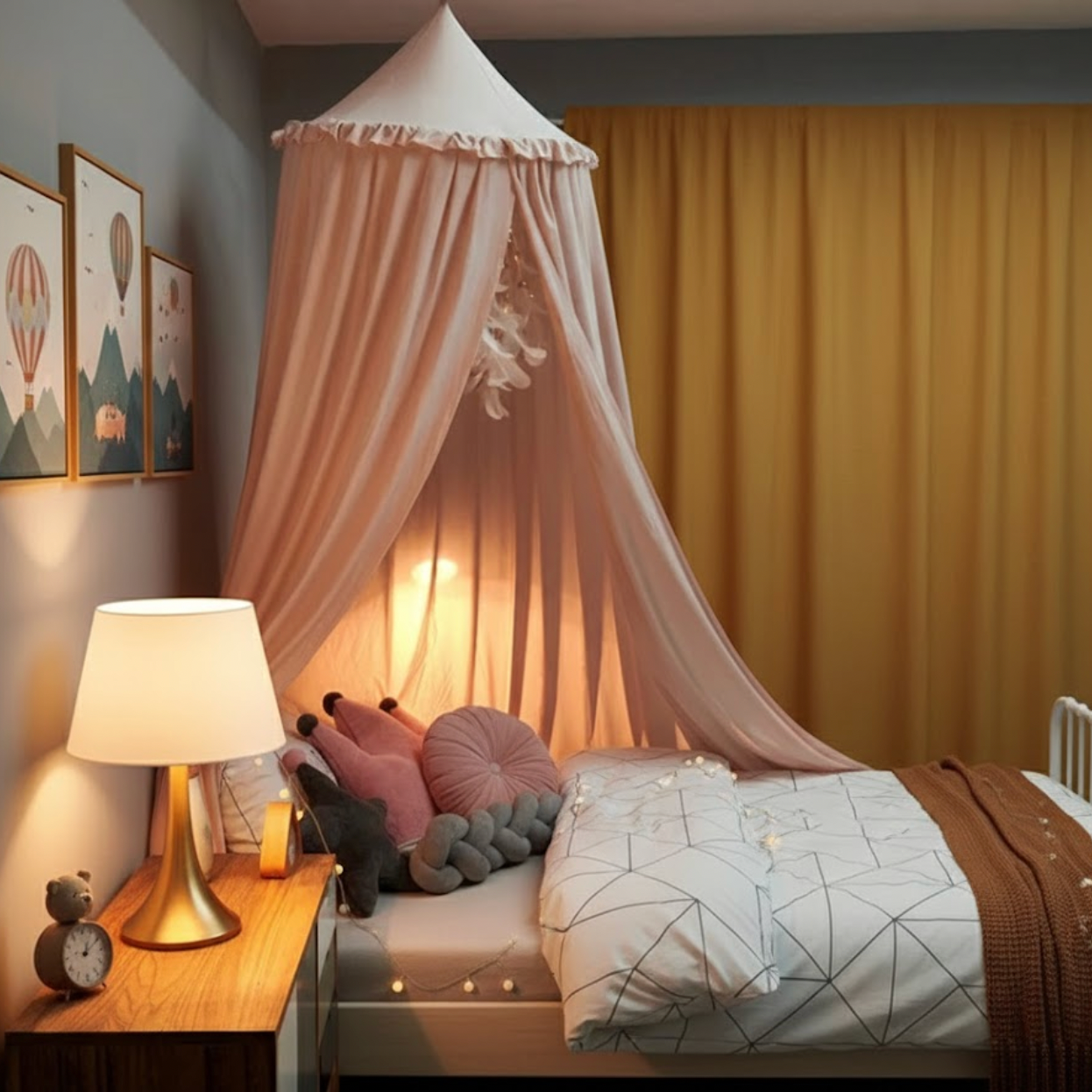 Moustiquaire à dome suspendu rose volant | Child | Instant Rideau