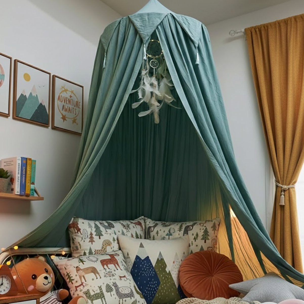 Moustiquaire à dome suspendu verte | Child | Instant Rideau