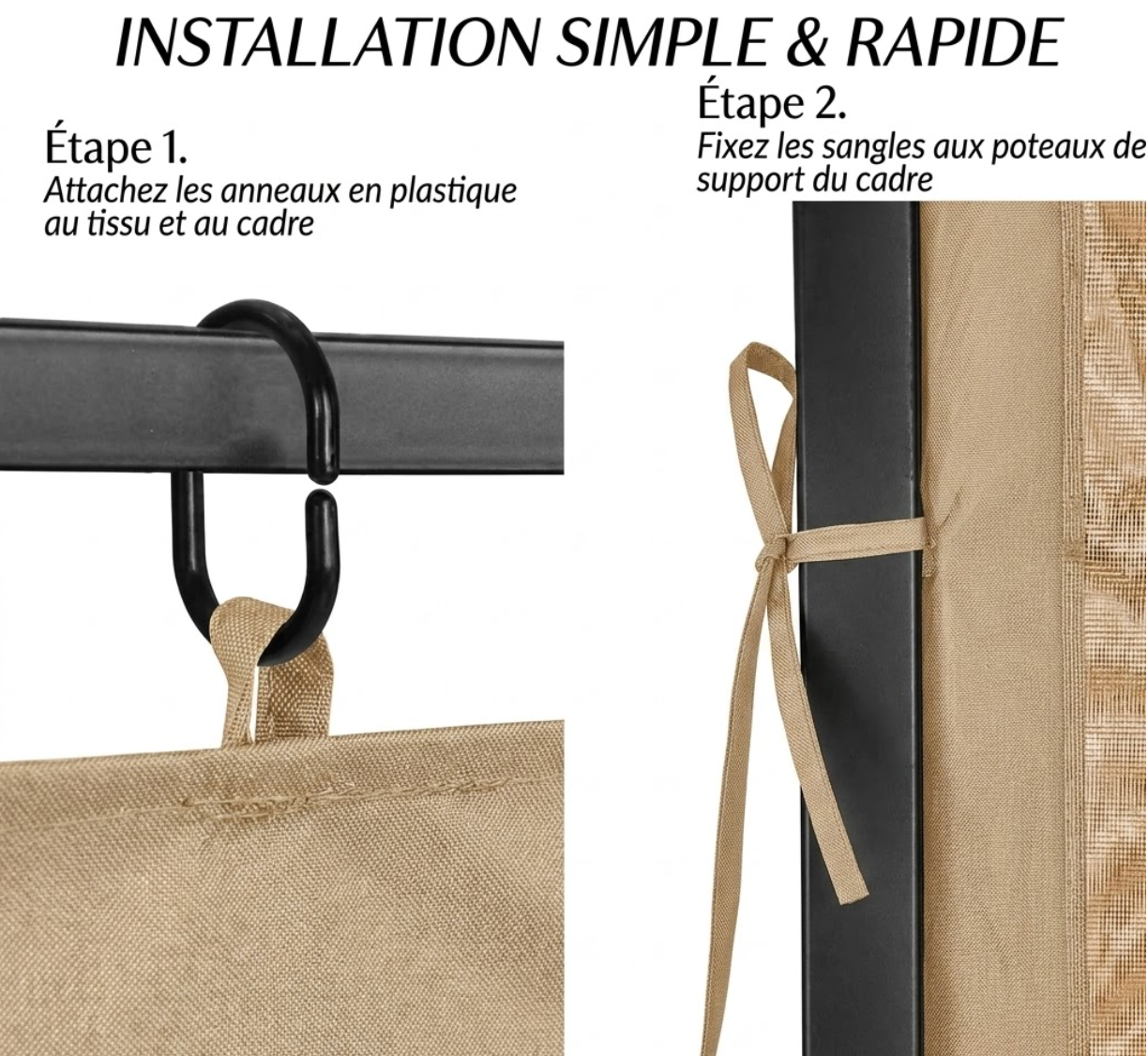 Moustiquaire beige pour gazebo instructions | Cocoon | Instant Rideau