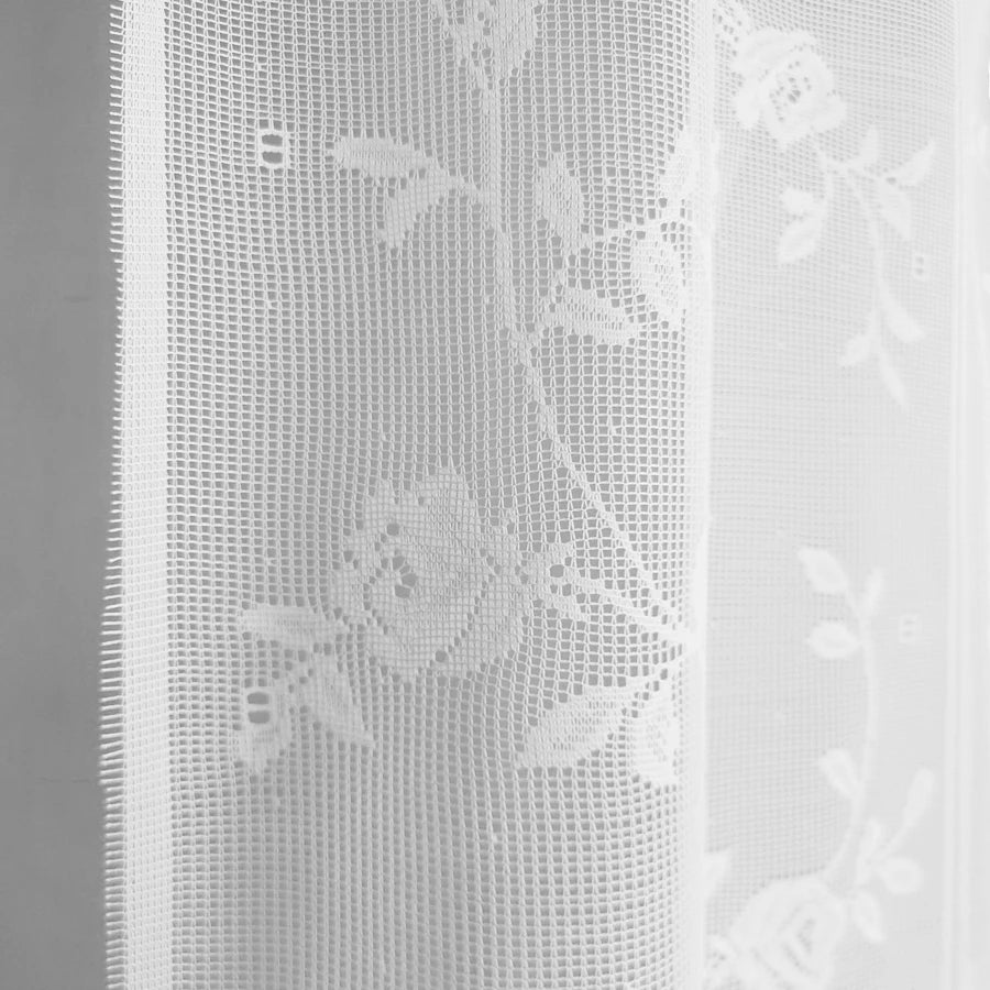 Rideau court blanc motif fleur | Clairine | Instant Rideau