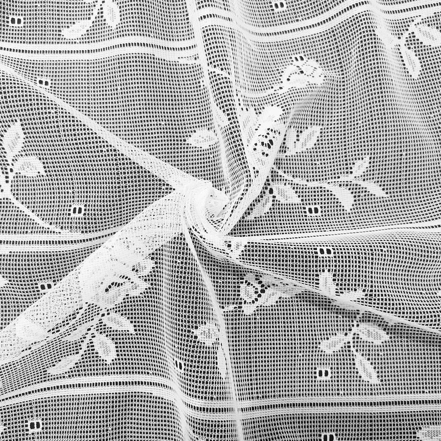 Rideau court blanc motif fleur tissus | Clairine | Instant Rideau