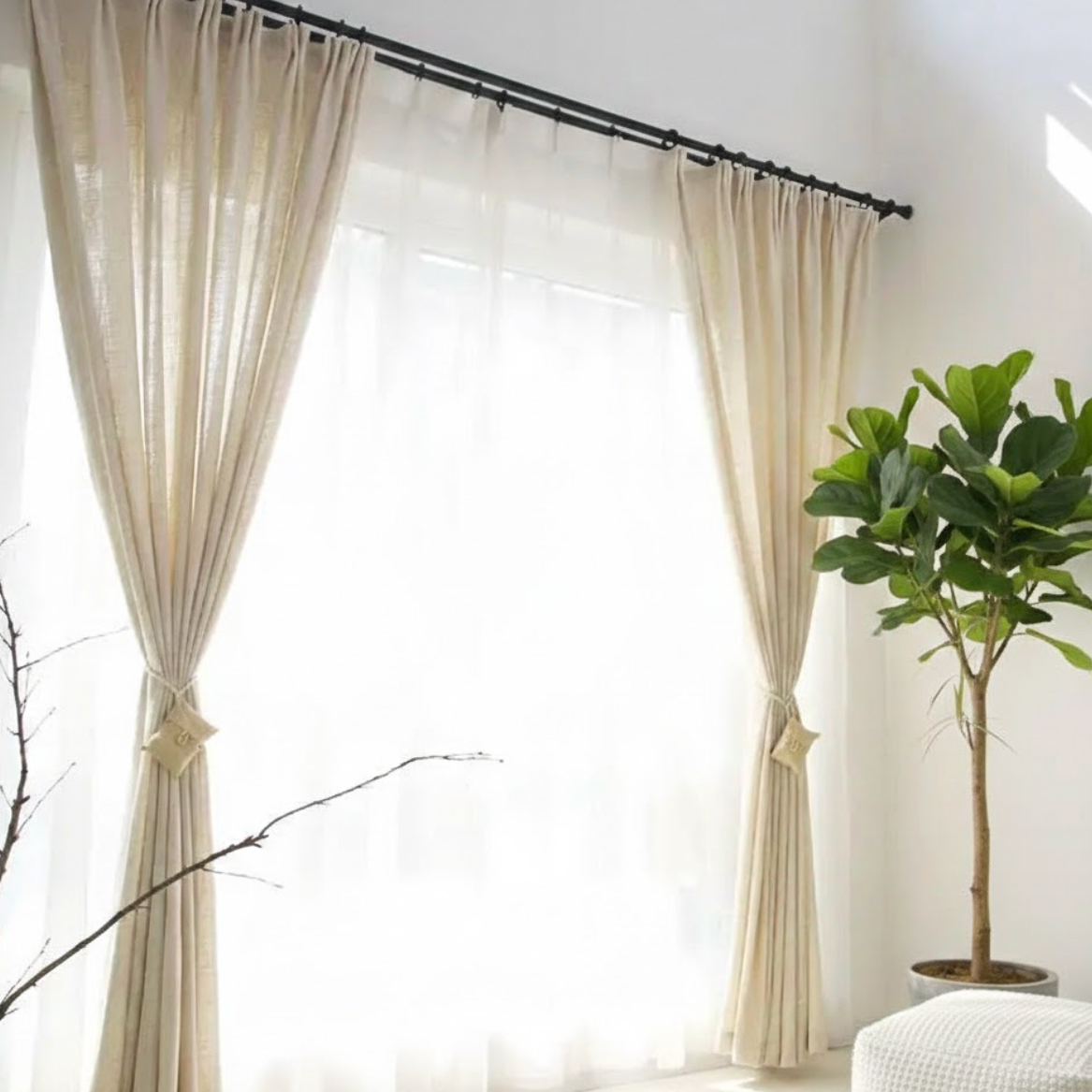 Rideau en lin naturel et coton tissage | Épure | Instant Rideau