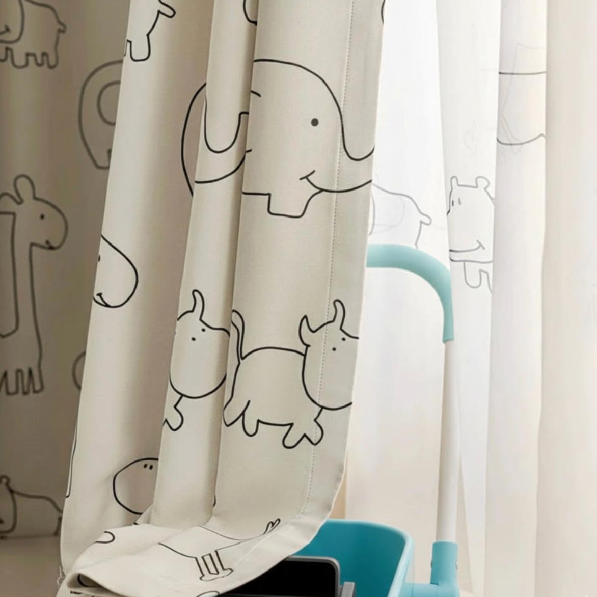 Rideau enfant imprimé animaux et voilage | Fable | Instant Rideau