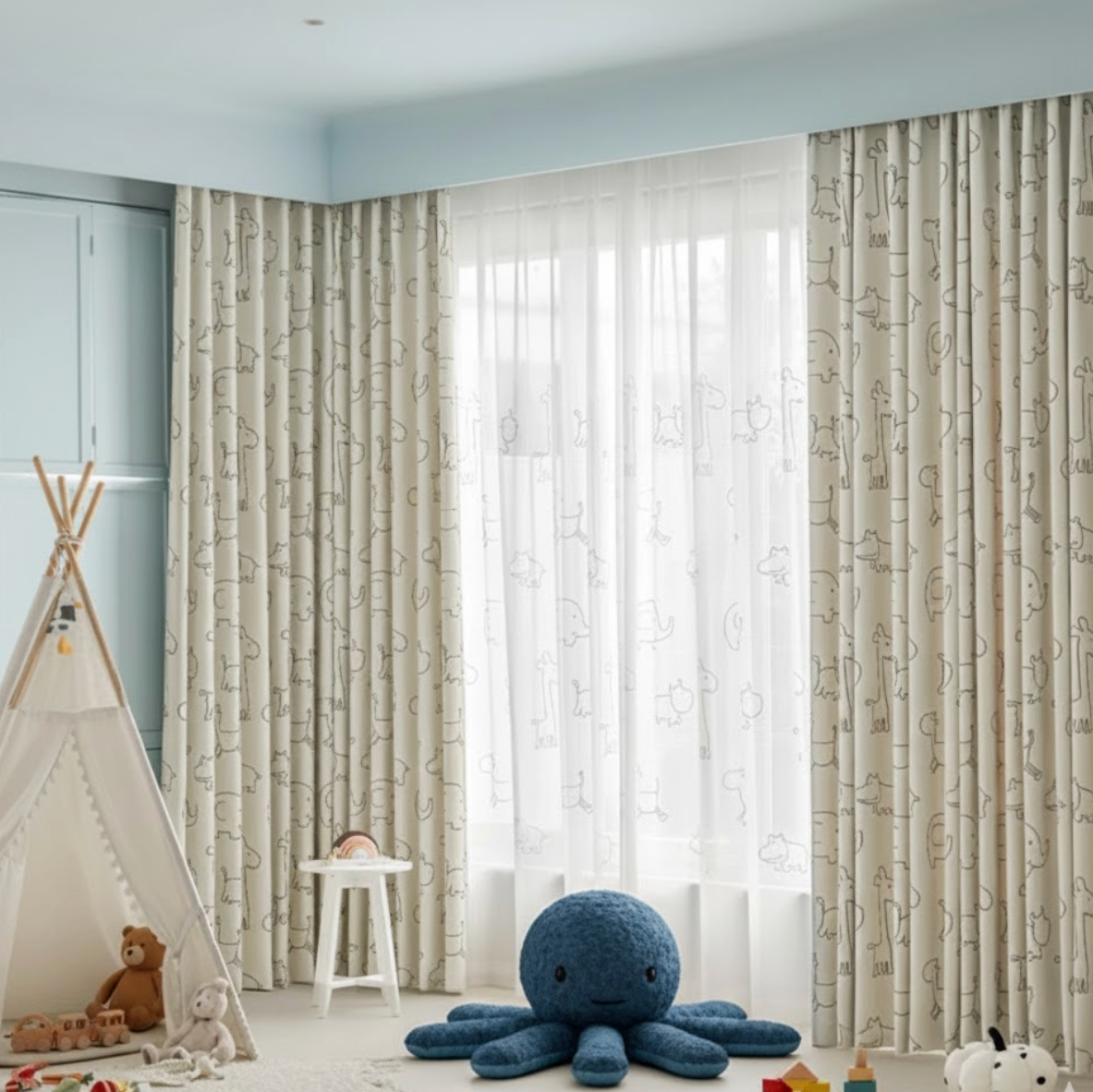 Rideau enfant imprimé animaux | Fable | Instant Rideau