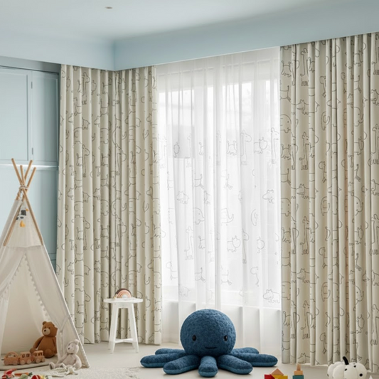 Rideau enfant imprimé animaux | Fable | Instant Rideau